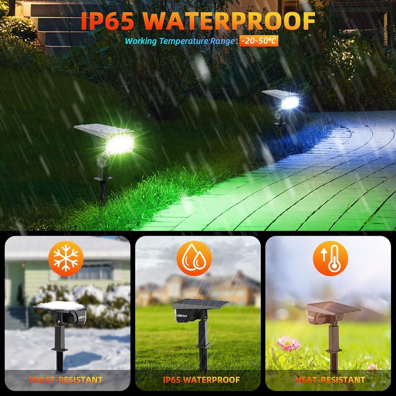 LEREKAM Solar Spotlights Outdoor, 40 LED s Color Changing RGB Waterproof Landscape Lights with 9 Light Modes, Colored Solar Spot Lights Auto On/Off, for Pathway Garden Pool Patio Yard - Image 2
